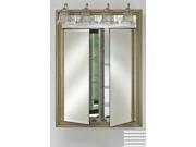 Afina Corporation DD LT2434RSOHFC 24 in.x 34 in.Recessed Double Door Cabinet with Traditional Lights Soho Fluted Chrome