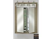 Afina Corporation DD LT2434RVERPW 24 in.x 34 in.Recessed Double Door Cabinet with Traditional Lights Versailles Pewter