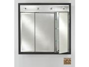 Afina Corporation TD LC3834RTUSSV 38 in.x 34 in.Recessed Triple Door Cabinet with Contemporary Lights Tuscany Silver