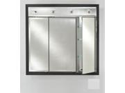 Afina Corporation TD LC4434RARLWT 44 in.x 34 in.Recessed Triple Door Cabinet with Contemporary Lights Arlington White