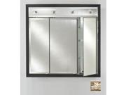 Afina Corporation TD LC4434RARSSV 44 in.x 34 in.Recessed Triple Door Cabinet with Contemporary Lights Aristocrat Silver