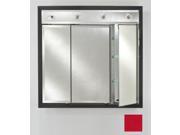 Afina Corporation TD LC4434RCOLRD 44 in.x 34 in.Recessed Triple Door Cabinet with Contemporary Lights Colorgrain Red
