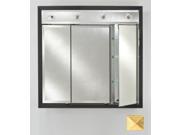 Afina Corporation TD LC4434RMERSG 44 in.x 34 in.Recessed Triple Door Cabinet with Contemporary Lights Meridian Antique Gold with Silver Caps