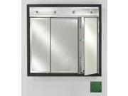 Afina Corporation TD LC4434RRUSGN 44 in.x 34 in.Recessed Triple Door Cabinet with Contemporary Lights Rustic Wood Green