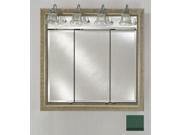 Afina Corporation TD LT3834RCOLGN 38 in.x 34 in.Recessed Triple Door Cabinet with Traditional Lights Colorgrain Green