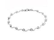 J Goodin B01314R C01 White Gold Rhodium Bonded Bracelet with Prong Set Round Cut Clear CZ in Silvertone
