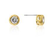 J Goodin E01043G C01 14k Gold Bonded Bezel Set Round Cut Clear CZ Stud Earrings in Goldtone