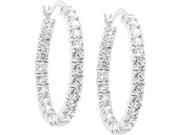 J Goodin E01165R C01 White Gold Rhodium Bonded Eternity Hoop Style Earring with Round CZ 5 ct Total in Silvertone