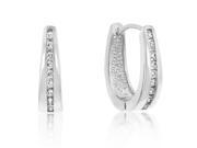 J Goodin E01207R C01 White Gold Rhodium Bonded Small Hoop Channel Set Round Cut Clear CZ Earrings in Silvertone