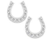 J Goodin E01233RS C01 White Gold Rhodium Bonded with Round CZ in a Horseshoe Design Stud Earring in Silvertone