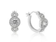 J Goodin E01681R C01 White Gold Rhodium Bonded CZ Hoop Earrings with Clear CZ Accents in Silvertone