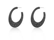 J Goodin E01713BW V00 Contemporary Hematite Textured Hoop Earrings