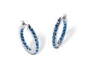 PalmBeach Jewelry 5406403 Birthstone Inside Out Hoop Earrings in Silvertone March Simulated Aquamarine