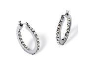 PalmBeach Jewelry 5406404 Birthstone Inside Out Hoop Earrings in Silvertone April Simulated Diamond