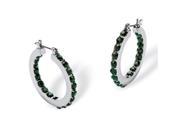 PalmBeach Jewelry 5406405 Birthstone Inside Out Hoop Earrings in Silvertone May Simulated Emerald