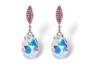 PalmBeach Jewelry 54350 Pear Cut Aurora Borealis Crystal Drop Earrings Made with SWAROVSKI ELEMENTS in Silvertone