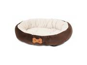 Petmate Round Bolster Bed With Bone Applique 20 X 16 Brown Beige 26944