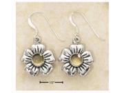 Plum Island Silver EA 2714 Sterling Silver Flower with Citrine On French Wire Earrings