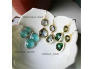 Rebecca GDEGE Gemstone Dangle Earrings Gold Emerald