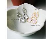 Rebecca GDEGP Gemstone Dangle Earrings Gold Pink