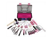 Apollo Tools DT7102P 170 Piece Household Tool Kit with Tool Box in Pink