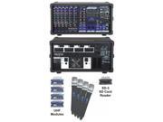 VocoPro PAPRO9002 900W Professional PA Mixer with Optional SD Card Reader and 4 UHF Modules and 4 Microphones