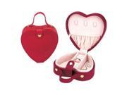 Budd Leather 540192 9 Lizard Print Heart Shaped Jewel Box With Handle Red