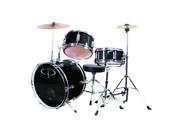 GP Percussion GP50BK 3 Piece Deluxe Junior Drum Set Black