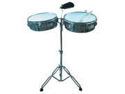 GP Percussion LT156 13 in. and 14 in. Timbales Set with Stand and Bell