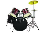 GP Percussion GP100WR 5 Peices Player Drum Set Wine Red