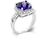 J Goodin R08036R C21 09 White Gold Rhodium Bonded Amethyst Fashion Ring Accented with Clear CZ and Filigree Finish in Silvertone Size 9