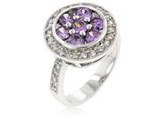 J Goodin R08080R C20 06 White Gold Rhodium Bonded Fashion Ring with Amethyst CZ Center and Clear CZ Outer Layer in Silvertone Size 6