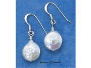 Sterling Silver Simple Flat Freshwater Pearl On French Wire Earrings