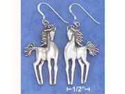 Plum Island Silver EA 3746 Sterling Silver Slender Standing Horses Earrings On French Wires