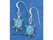 Sterling Silver Synthetic Blue Opal Turtle Earrings On French Wire S