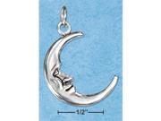 Sterling Silver Small Reversible Smiling Crescent Moon Charm