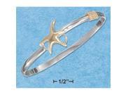 Sterling Silver Gold Plated Starfish Bangle Bracelet with Hook Closure