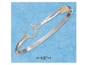 Sterling Silver Gold Plated Horseshoe Bangle Bracelet with Hook Closure