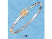Sterling Silver Gold Plated Pair Of Flip Flops Bangle Bracelet with Hook Closure