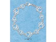 Plum Island Silver P 011940 Sterling Silver 7.5 Inch Alternating Small And Large Outline Paw Print Bracelet