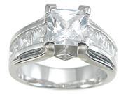 Plutus kkr6284d 925 Sterling Silver Rhodium Finish CZ Princess Designer Inspired Anniversary Ring Size 9