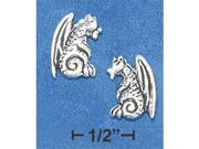 Sterling Silver Mini Sitting Dragon Earrings On Posts