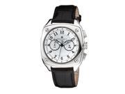 Charles Hubert Paris 3856 Black Dial Chronograph Watch with Leather Strap