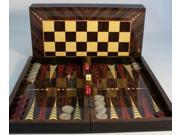 Worldwise Imports 26202A Elegance Brown Croc Trim with Chessboard Decoupage Wood Backgammon