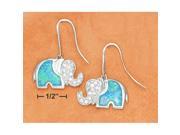 Sterling Silver Synthetic Blue Opal Pave Elephant Fw Earrings Approx 1 Inch Wide
