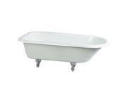 Kingston Brass VCTND673123T1 Kingston Brass 67 in. Cast Iron Safe Anti Slide Roll Top Bathtub with Polished Chromed Feet without Faucet Drillings White