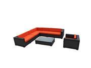 East End Imports EEI 654 EXP ORA SET Palm Springs Outdoor Rattan 7 Piece Set in Espresso with Orange Cushions