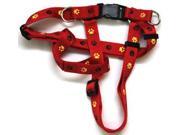 Iconic Pet 91883 Paw Print Adjustable Dog Safety Soft Walking Harness Red Small