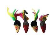 Iconic Pet 15781 Two Tone Short Hair Fur Mice With Feather Tail 4 Pack Cat Mice Fur Toy