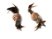Iconic Pet 15788 Paper Rope Ball With Feather Tail 2 Pack Brown And Natural Pattern Cat Toy